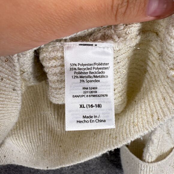 Sofia Sweater Pullover Women XL Gray Knit Sequin Turtleneck Long Sleeve Casual - Picture 4 of 7